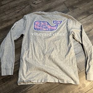 Vineyard Vines Classic Blue Adult XS Long Sleeve Chest Pocket Whale Logo T Shirt